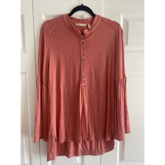 Soft Surroundings Small Salmon Pink Blouse Ruffle‎ Sleeve - Picture 1 of 6